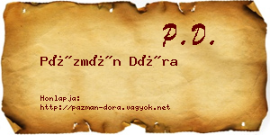 Pázmán Dóra névjegykártya